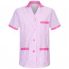 WORK CLOTHES LADY LAPEL COLLAR SHORT SLEEVES STRIPE UNIFORM CLINIC HOSPITAL CLEANING VETERINARY SANITATION HOSTELRY Ref: T820