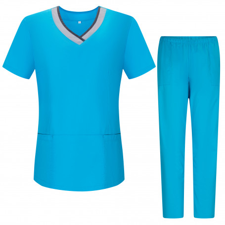 WORK ELASTIC CLOTHES LADY UNIFORMS Unisex Scrub Set – Medical Uniform with Top and Pants - Ref.G7184 Medical Uniforms & Scrubs