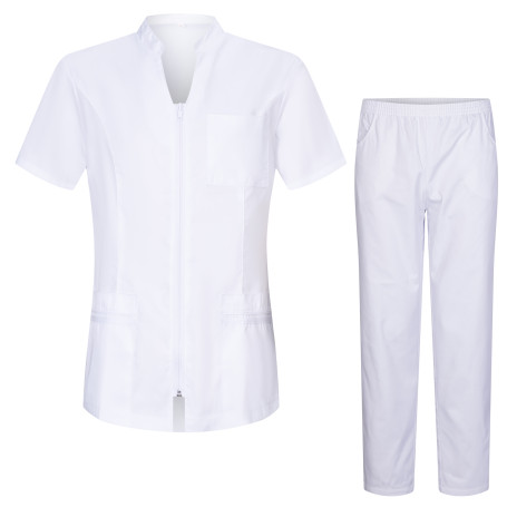 Conjunto de avental para mulheres - uniforme médico com blusa e calça 702-8312 Uniformes de trabajo