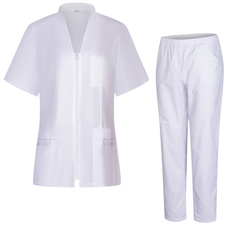 Conjunto de avental para mulheres - uniforme médico com blusa e calça 712-8312 Uniformes Sanitários
