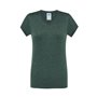 T-shirt básica para mulher com manga curta e decote em bico, 100% algodão