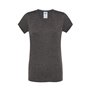 T-shirt básica para mulher com manga curta e decote em bico, 100% algodão