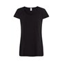 T-shirt de mulher com bolso frontal e gola redonda aberta, 100% algodão